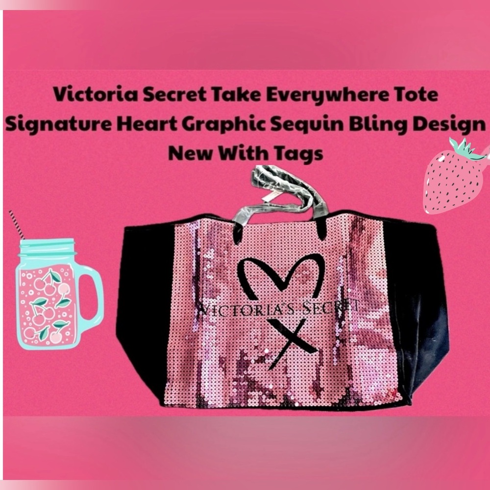 Victoria Secret Heart Graphic Sequin Bling Design Take Everywhere Tote
NWT